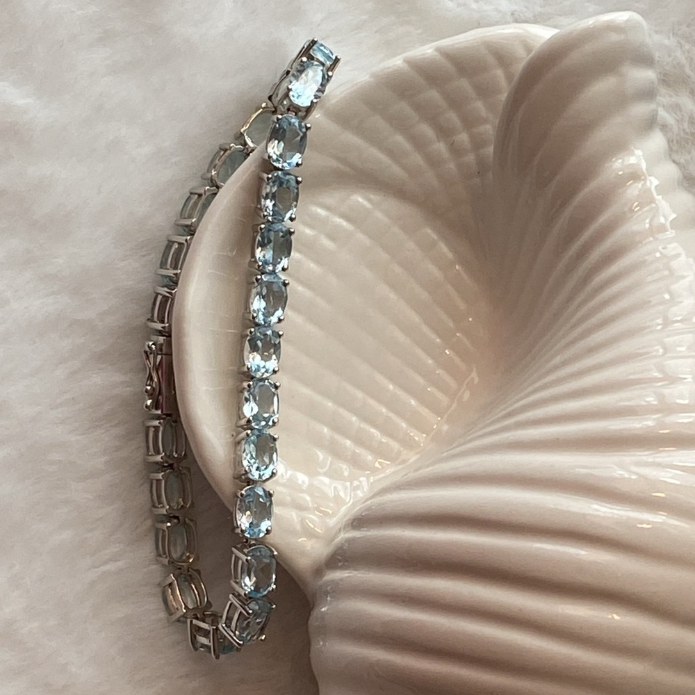 Sterling Silver Blue Topaz Tennis Bracelet